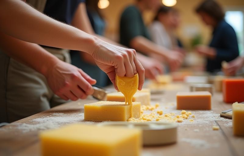 People participating in a soap making workshop